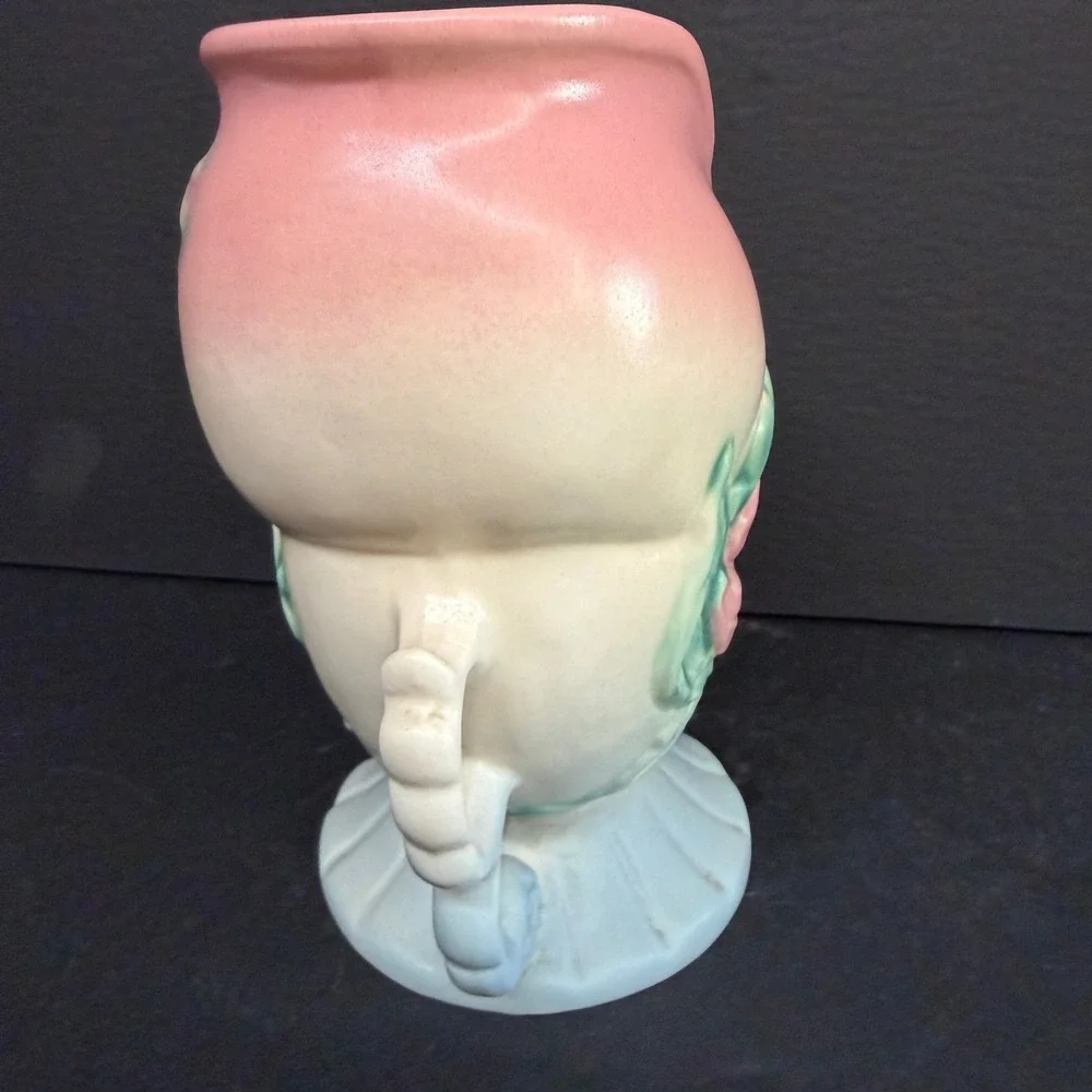Vintage Hull Art Pottery Wildflower Vase W-5-6.5 Pink Blue Matte Cornucopia 6.75